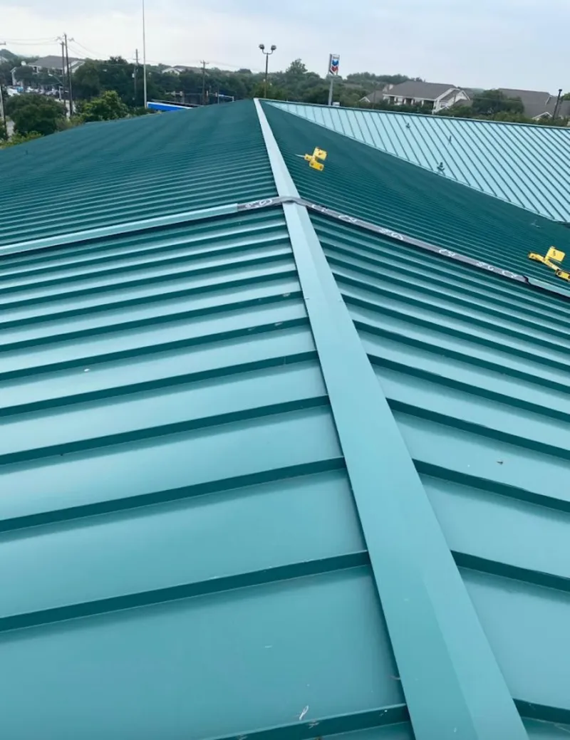 Green commercial metal roof ridge and valley for Metal Roof Repair in Lawton